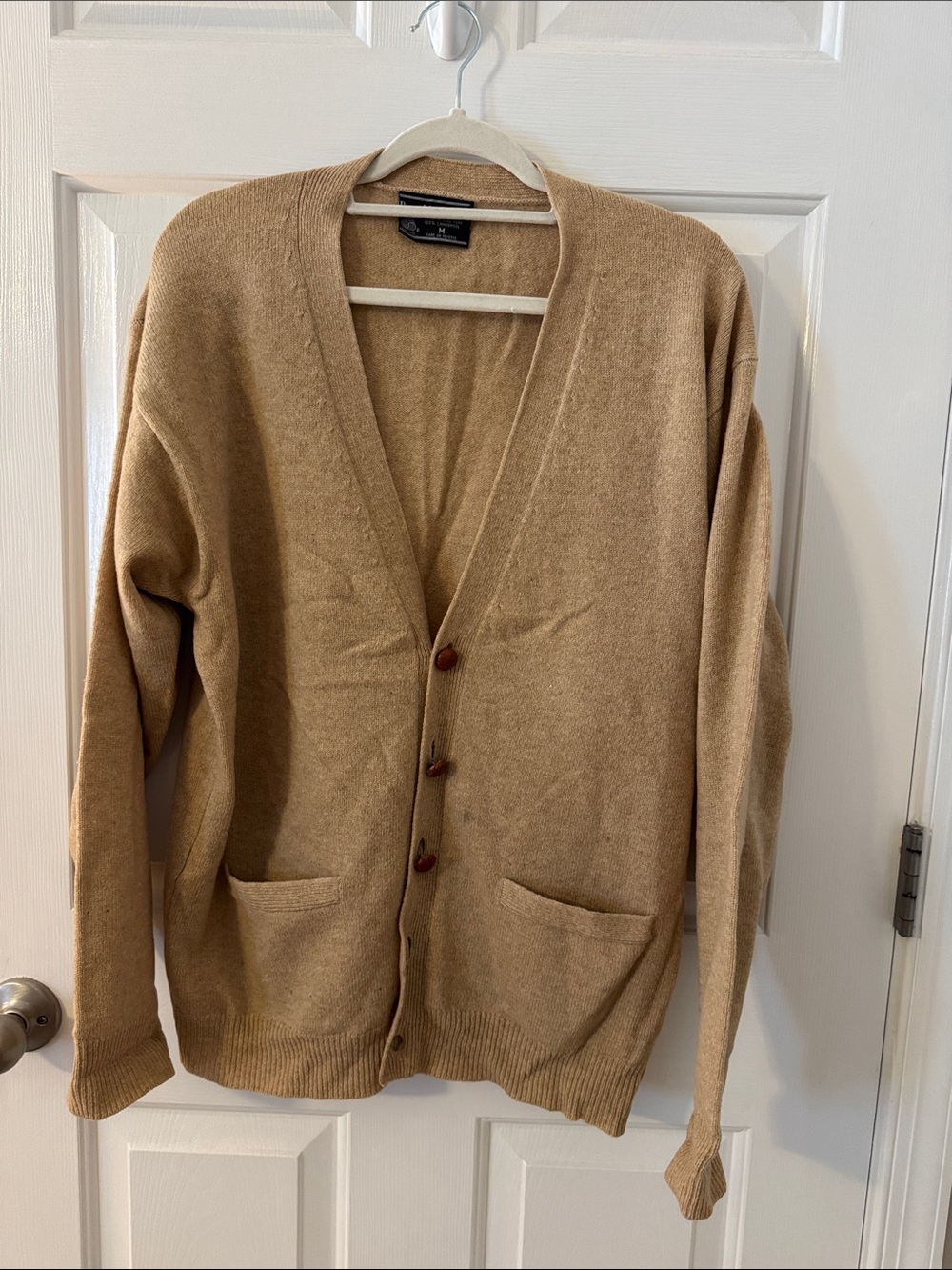 Preswick & Moore Tan Button Front V-Neck Cardigan